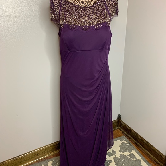 X scape Cora Illusion Lace Wrap Front Gown Purple Women’s Size 14 - Picture 3 of 3